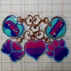 2" Bisexual Bi Pride LGBT+ Heart Paw Angel Wings Video Game Controller [Acrylic Charm]