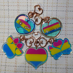 2" Pansexual Pan Pride LGBT+ Heart Paw Angel Wings Video Game Controller [Acrylic Charm]