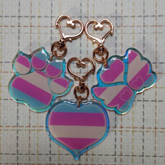 2" Transgender Trans Pride LGBT+ Heart Paw Angel Wings Video Game Controller [Acrylic Charm]