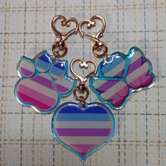 2" Bigender Pride LGBT+ Heart Paw Angel Wings Video Game Controller [Acrylic Charm]