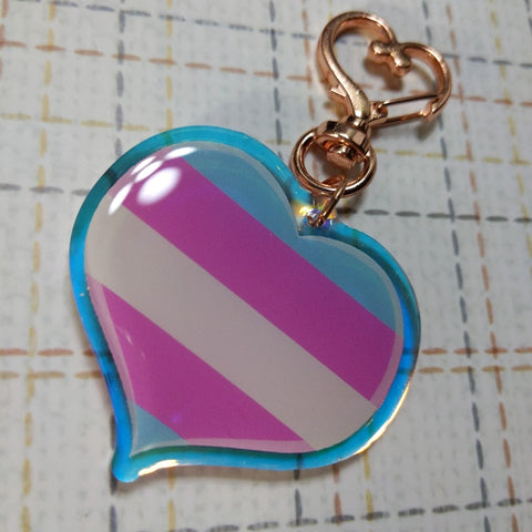 2" Transgender Trans Pride LGBT+ Heart Paw Angel Wings Video Game Controller [Acrylic Charm]