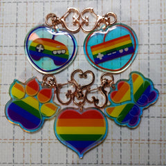 2" Rainbow Pride LGBT+ Heart Paw Angel Wings Video Game Controller [Acrylic Charm]